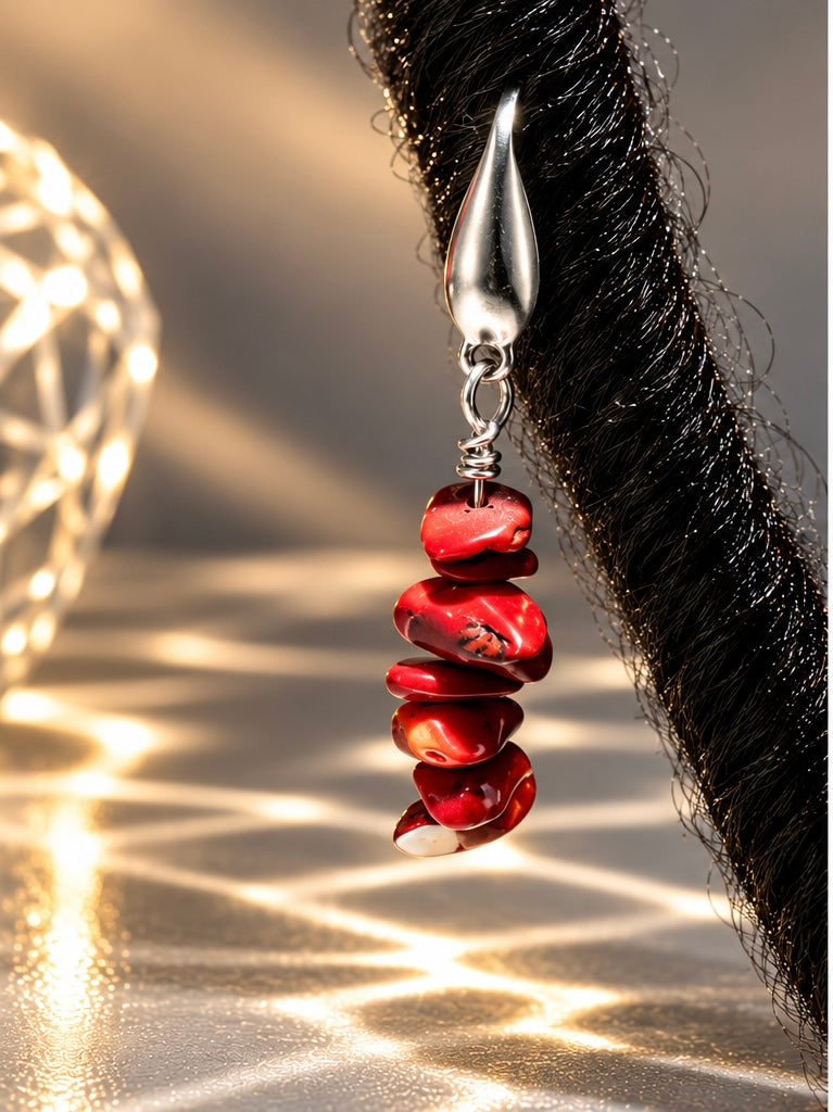 Red Coral Loc Charms