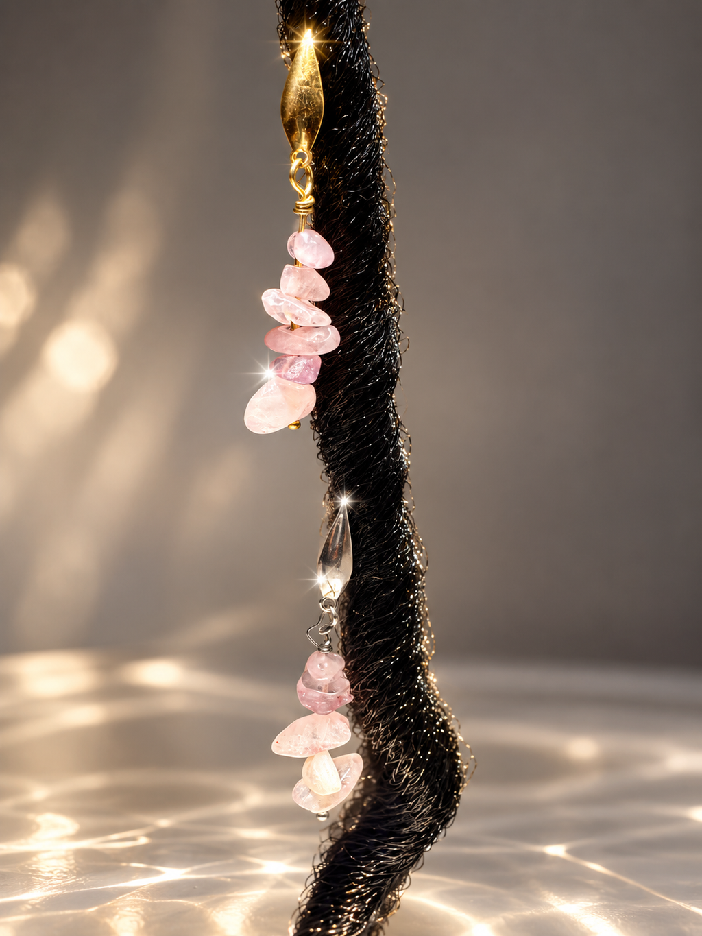 Rose quartz Loc Charm