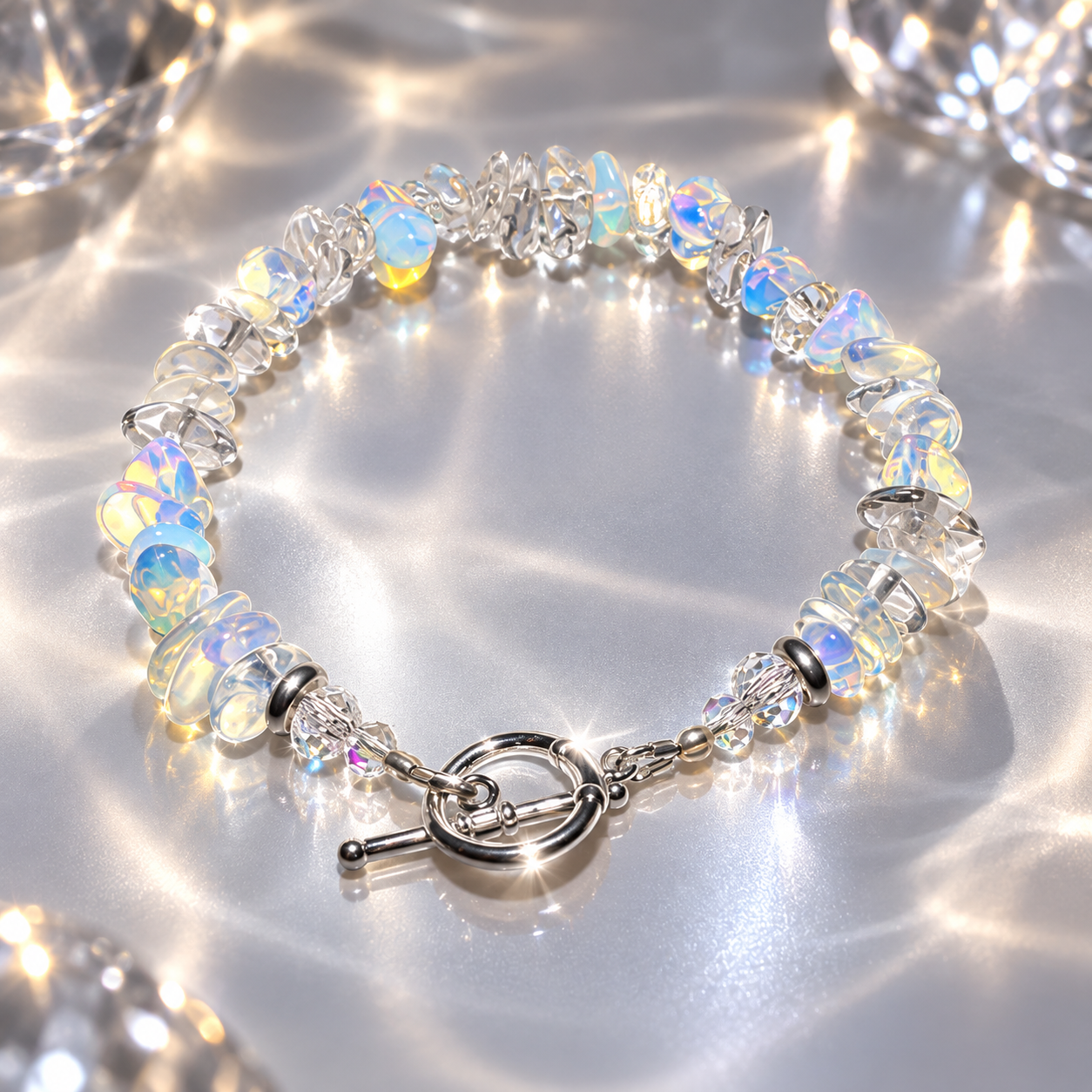 Opal Bracelet with Silver Accents
