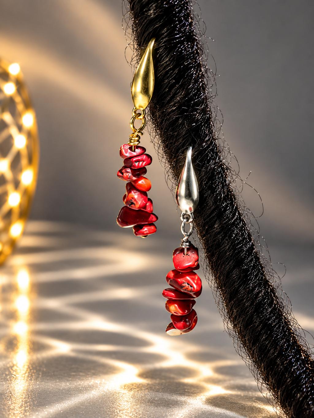 Red Coral Loc Charms