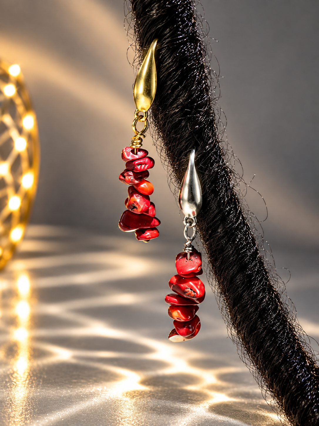 Red Coral Loc Charms