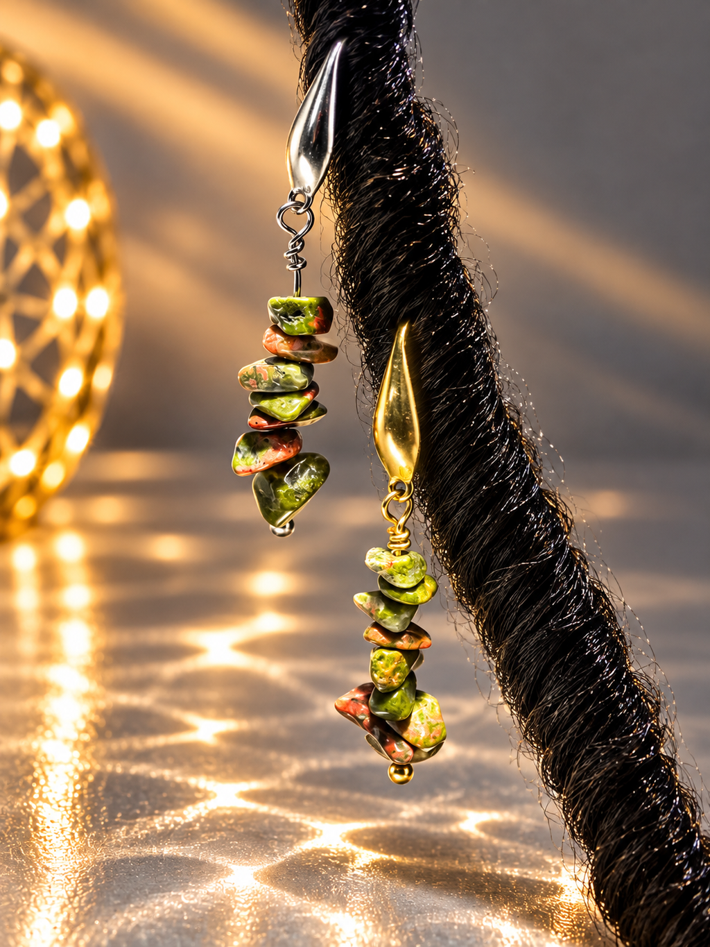 Unakite Jasper Loc Charms