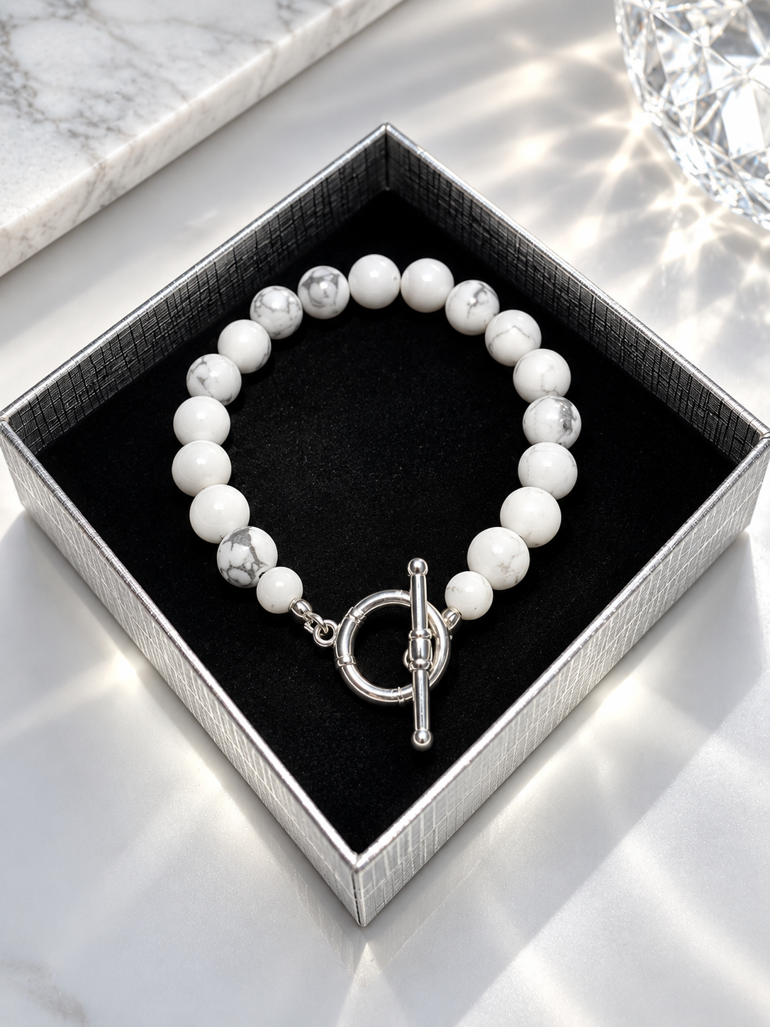 Howlite with Silver Accents