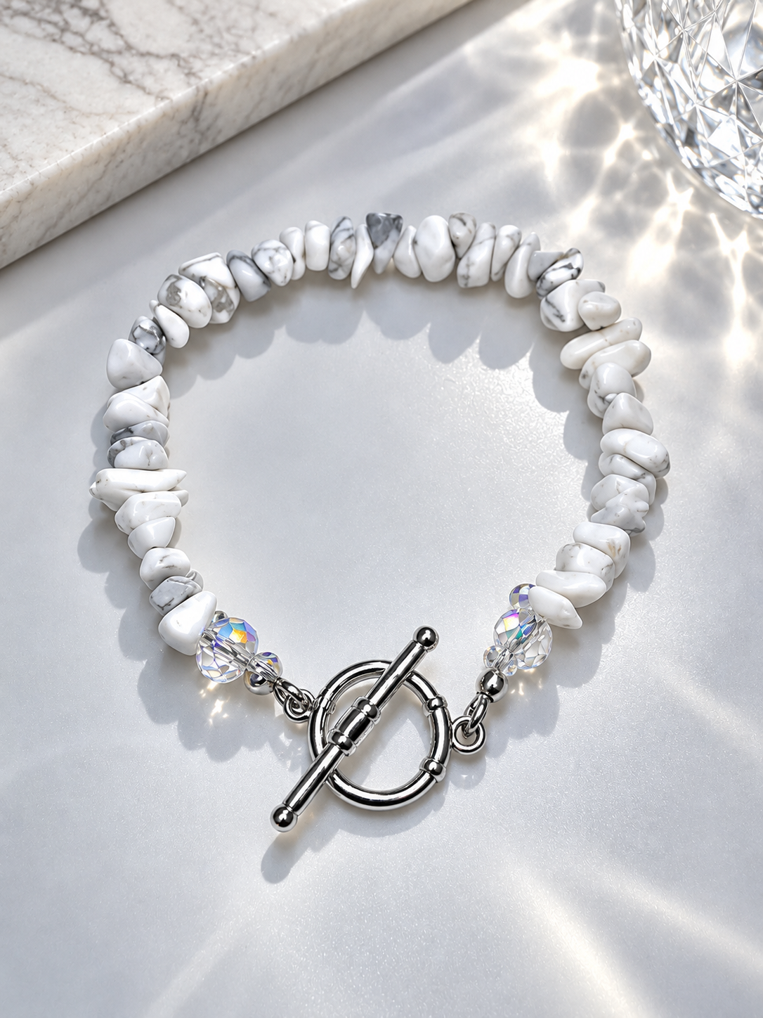 Howlite Crystal Chip Bracelet