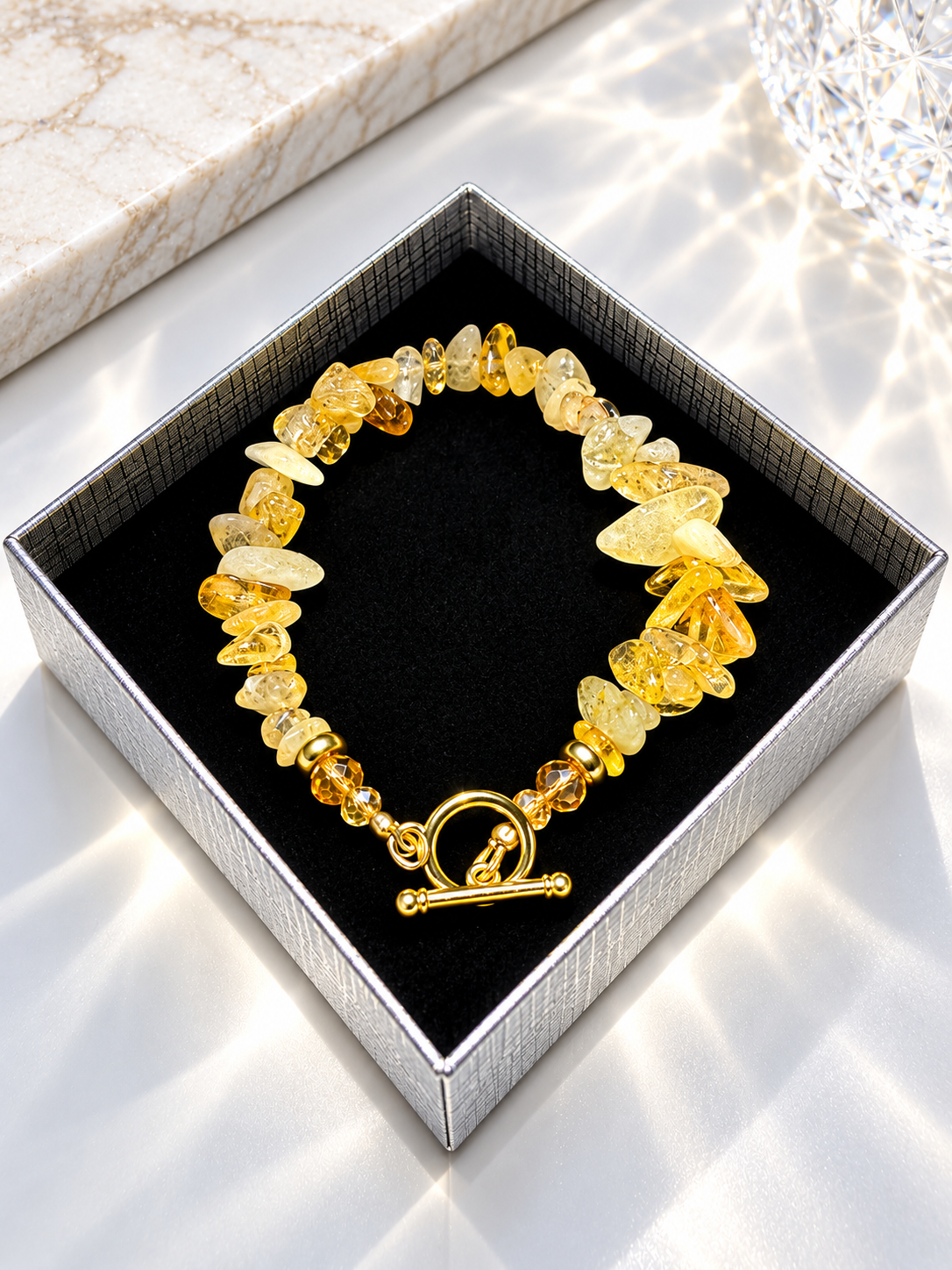 Citrine Crystals Chip Bracelet