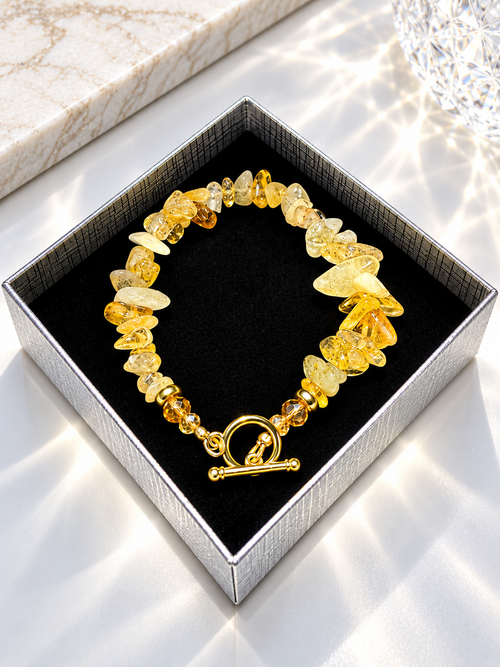 Citrine Crystals Chip Bracelet